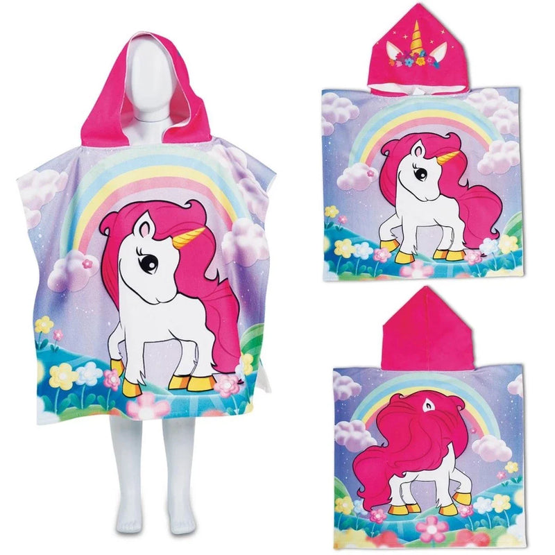 Toalha de Banho Infantil com Capuz Poncho – Conforto e Diversão para os Pequenos! 🦄🦈🚀