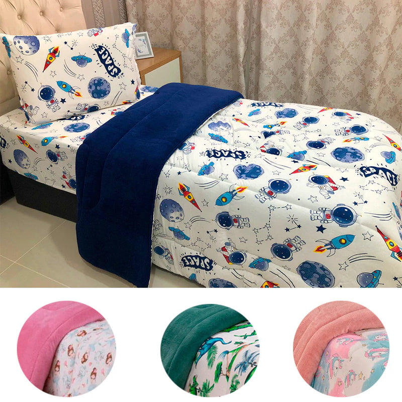 Coberdrom Edredom Grosso Colcha De Solteiro Infantil Menina/ Menino - Inverno - Manta Soft Plush e Algodão Macio