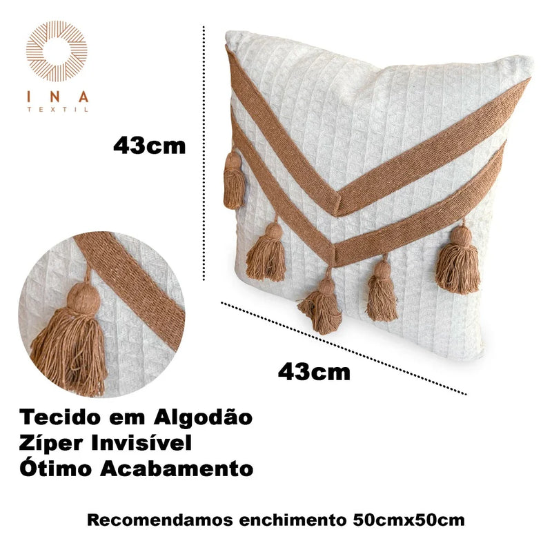 Capa de Almofada Pompom Trabalhada – Decoração com Estilo e Conforto ✨