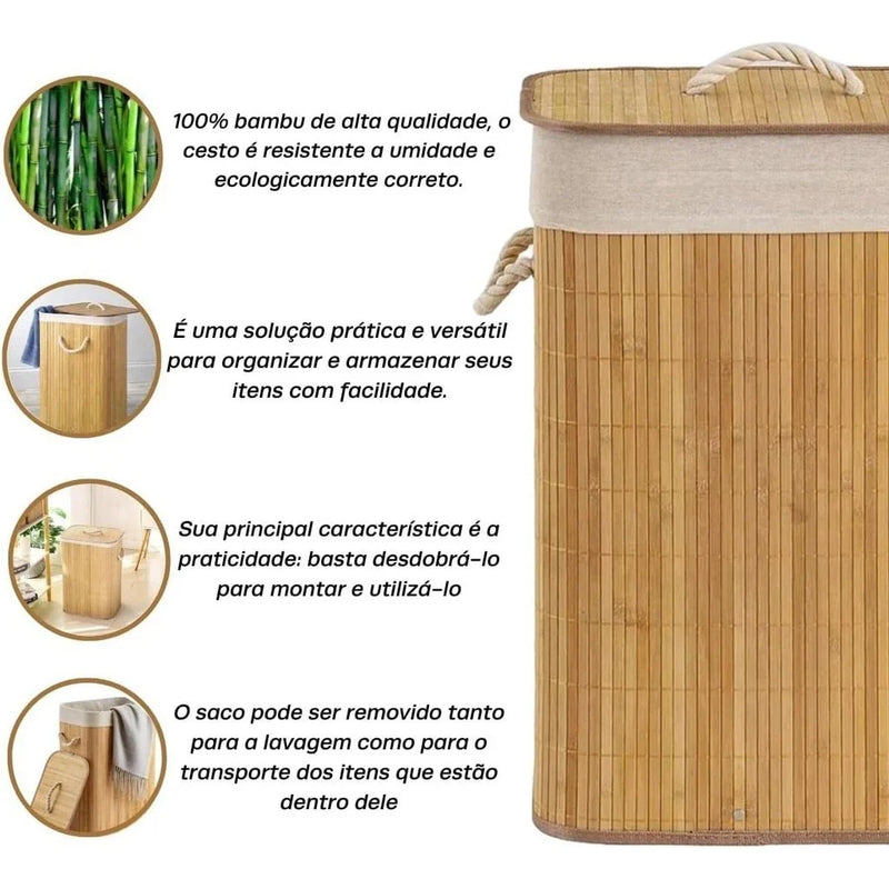 Cesto De Roupa Suja Bambu