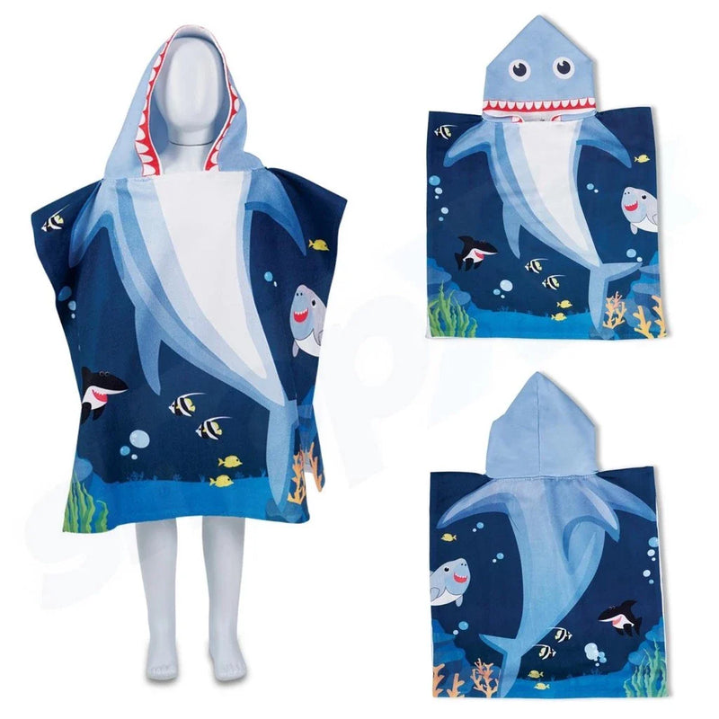 Toalha de Banho Infantil com Capuz Poncho – Conforto e Diversão para os Pequenos! 🦄🦈🚀