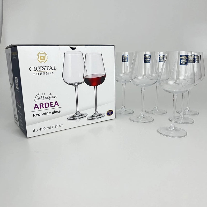 Jogo 06 Taças de Vinho Cristal Bohemia Ardea - 450ml